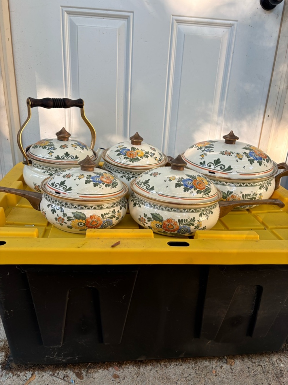 Asta Floral Enamelware Pots and Pans Set with Lids